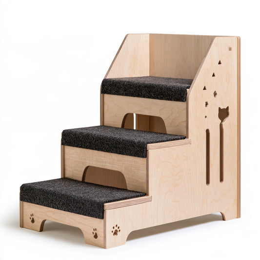 Scaletta per animali in legno, colore legno naturale